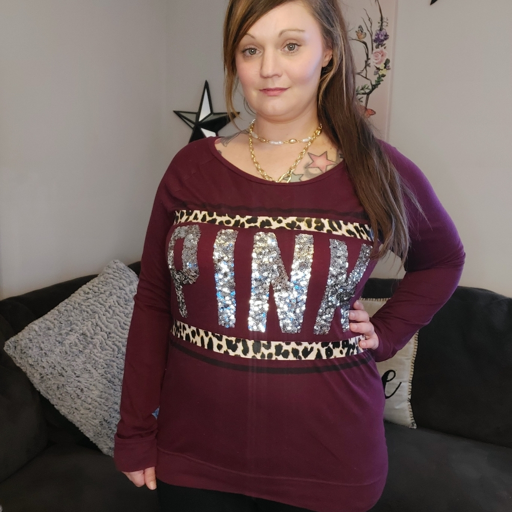 Burgundy PINK Longsleeve With Bling